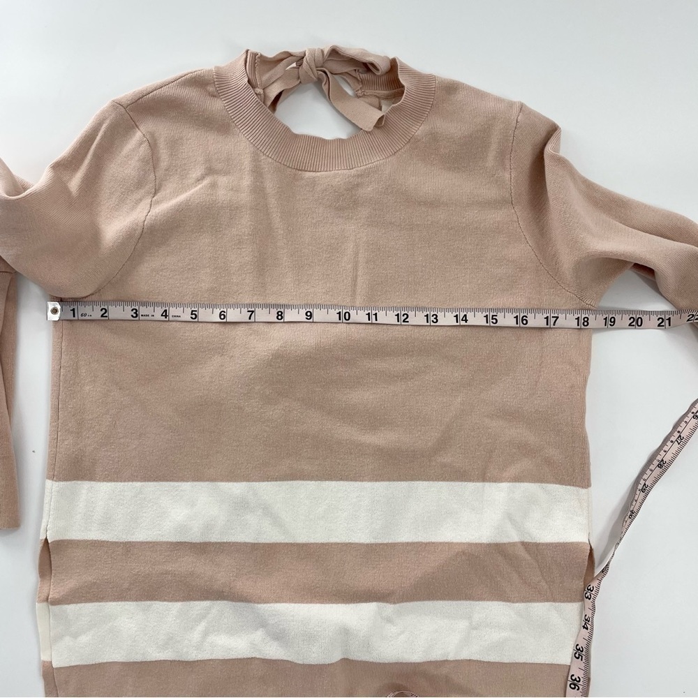 Rachel Rachel Roy Soft Pink White Stripe Tie‎ Back Pullover Sweater Size S - Picture 4 of 9